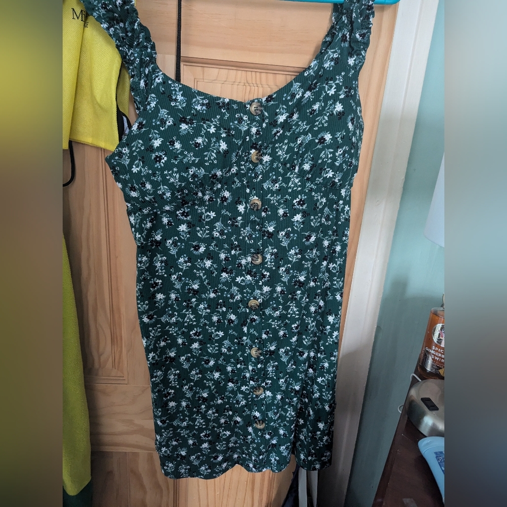 Dark green floral dress